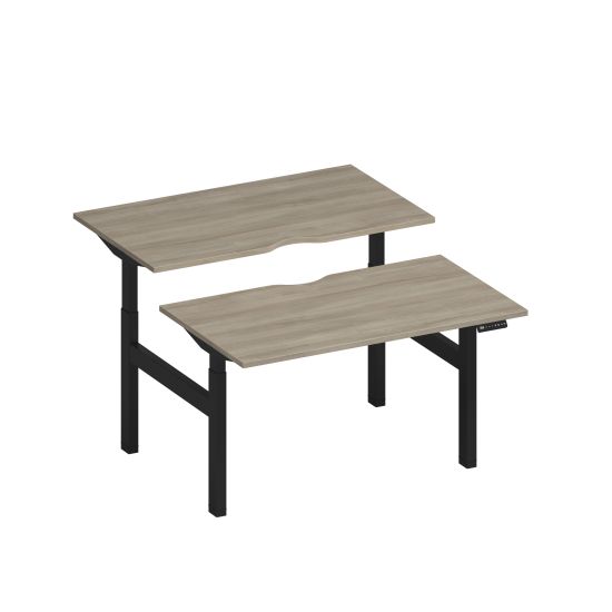 Рабочая станция на электроприводе с вырезами вяз либерти/ черный гладкий