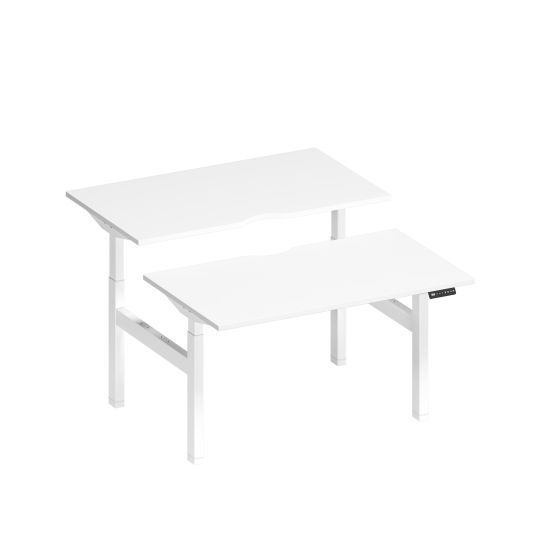 Рабочая станция на электроприводе с вырезами белый премиум / белый гладкий