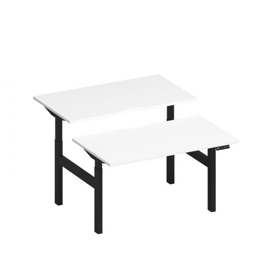Рабочая станция на электроприводе с вырезами белый премиум / черный гладкий