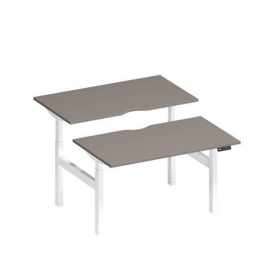 Рабочая станция на электроприводе с вырезами мокко премиум / белый гладкий