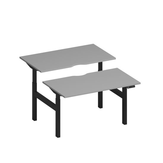 Рабочая станция на электроприводе с вырезами серый / черный гладкий