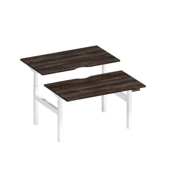 Рабочая станция на электроприводе с вырезами дуб ристретто/ белый гладкий