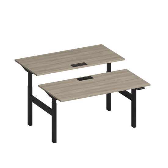 Рабочая станция на электроприводе с заглушками вяз либерти/ черный гладкий