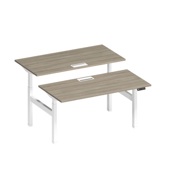 Рабочая станция на электроприводе с заглушками вяз либерти/ белый гладкий