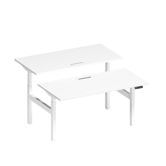 Рабочая станция на электроприводе с заглушками белый премиум / белый гладкий