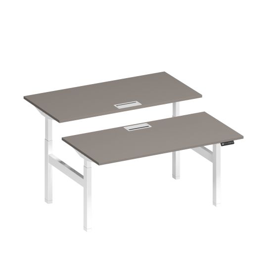 Рабочая станция на электроприводе с заглушками мокко премиум / белый гладкий