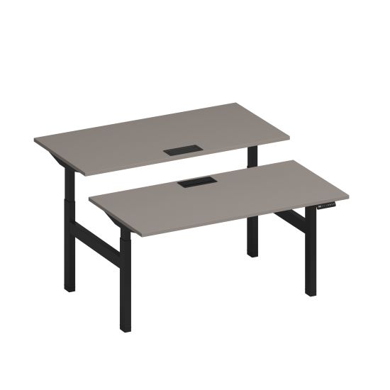 Рабочая станция на электроприводе с заглушками мокко премиум / черный гладкий