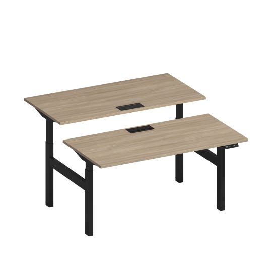 Рабочая станция на электроприводе с заглушками дуб скандинавский / черный гладкий