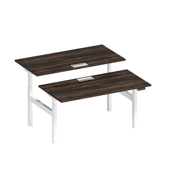 Рабочая станция на электроприводе с заглушками дуб ристретто/ белый гладкий