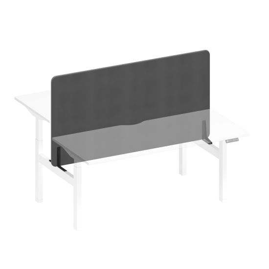 Экран настольный фронтальный тканевый с мягким наполнителем серый (Bahama Grey) / черный гладкий